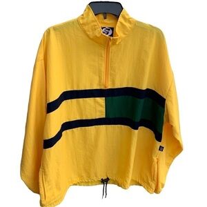 Vintage 90s Surf Style 1/2 Zip Yellow Windbreaker Jacket L/XL
